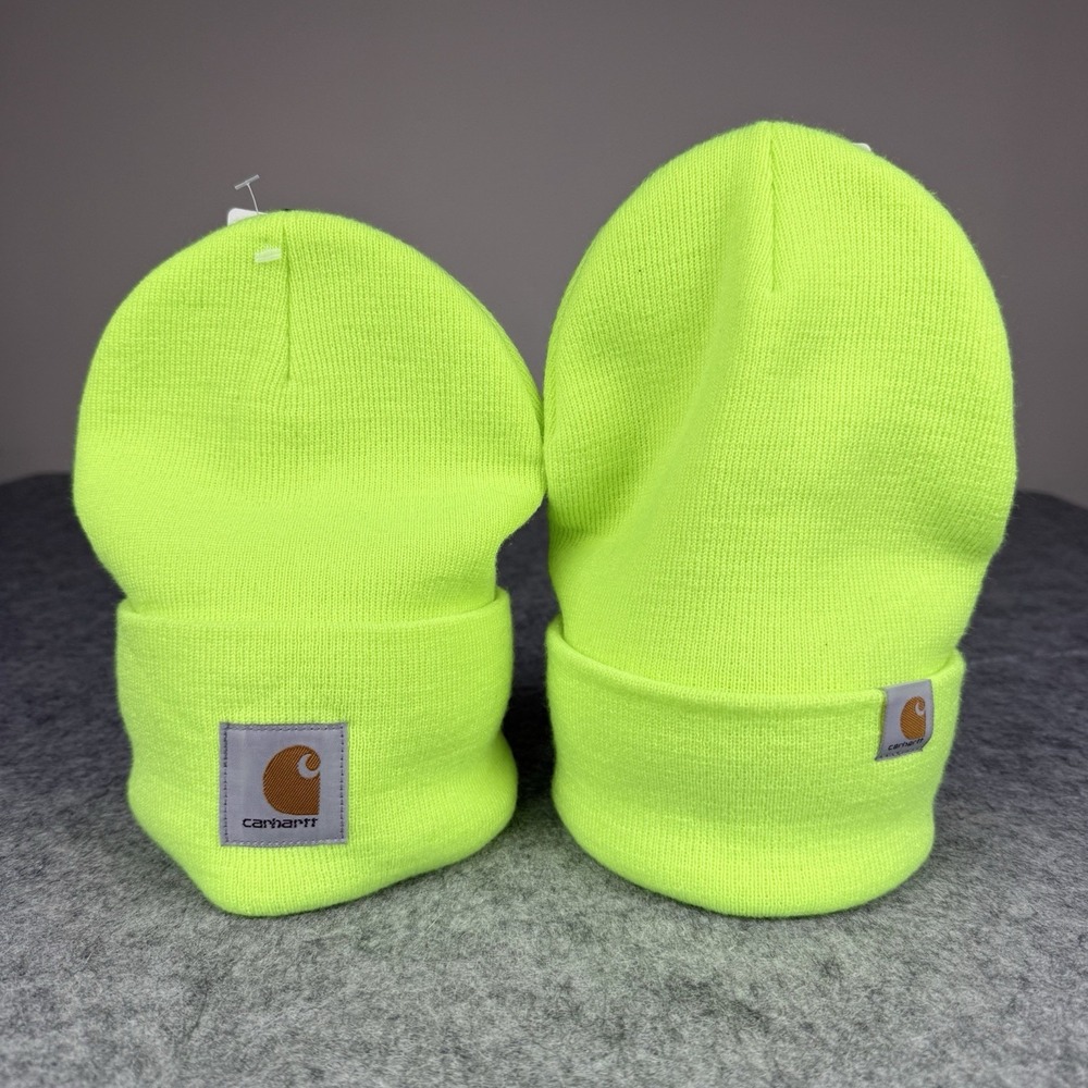 Carhartt NEW Knit Cuffed Beanie 2 Pack Brite Green High Visibility A18 AH4597